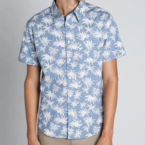 Jach's Stretch Short Sleeve Shirt Blue Palm Tree Size Large